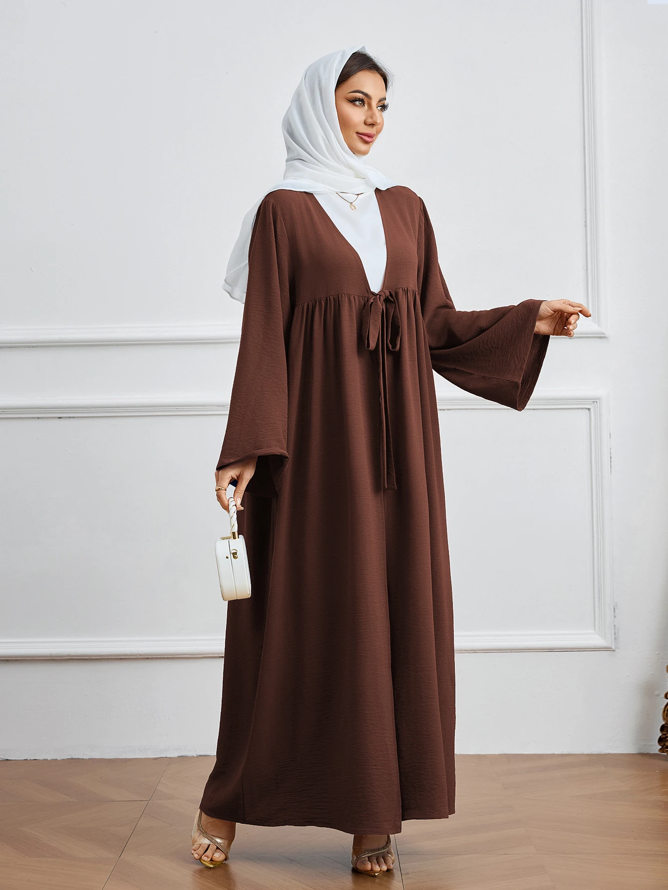 

Elegant Muslim Women’s Abaya Loose Fit Belted Premium Material Suitable for Various Occasions Modest Fashionable Long Garment