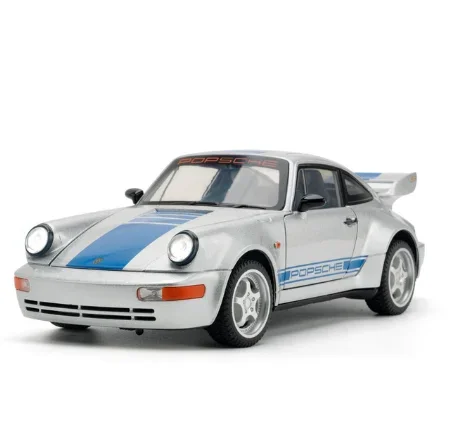 1: 24 Porsche 964 Gulf Petroleum Alloy Car Model Decoration Sound Light Echo Turn Children\'s Toys Collection Gift