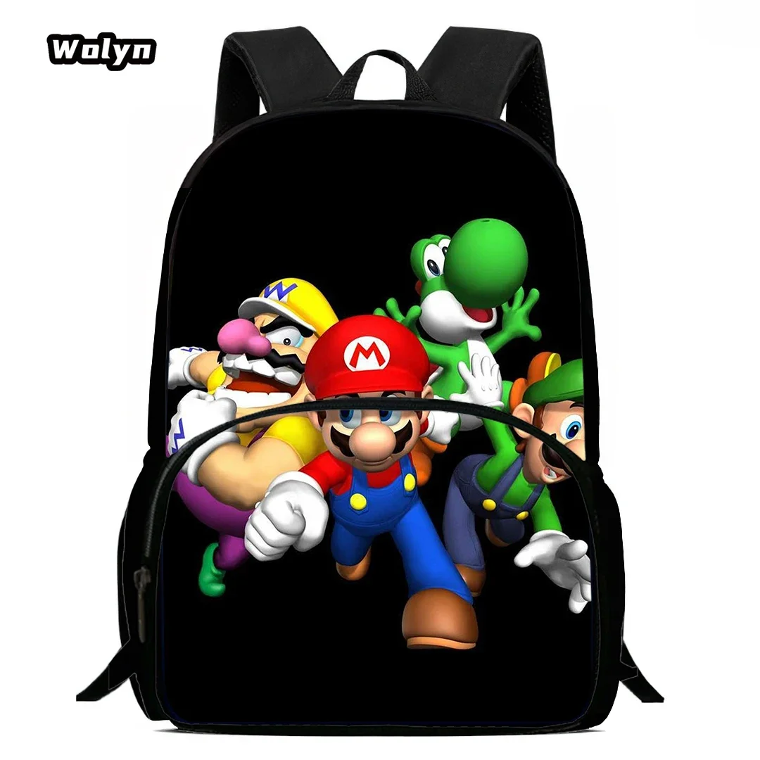 Anime  Mario Child Backpack,Cartoon  Mario School Bags for Boys Girls,Durable Kids Backpack for Pupil Students