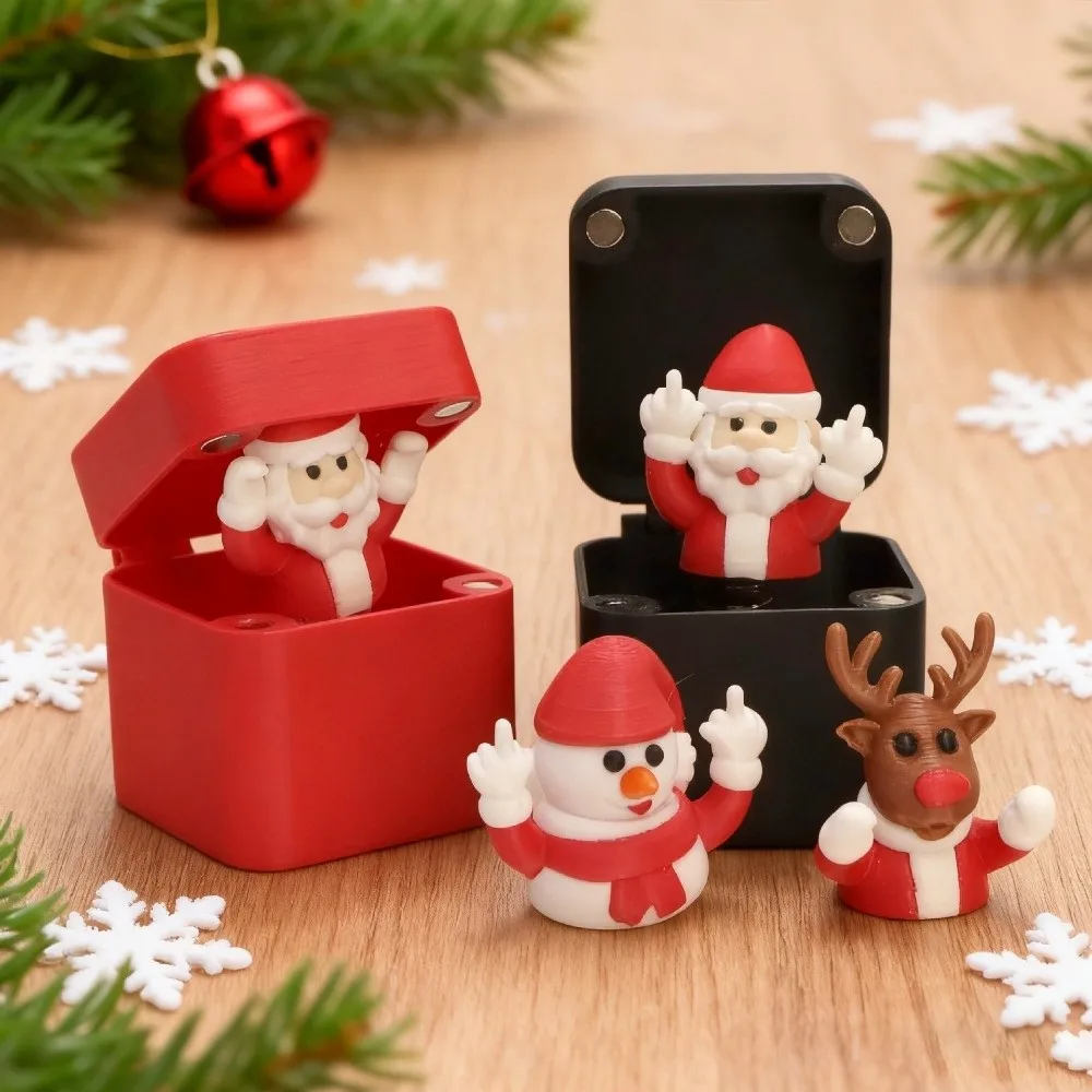 

Cute Santa Claus Snowman Christmas Prank Box Plastic Quirky Joke Gift Boxes Annoying Present Funny Desk Decoration