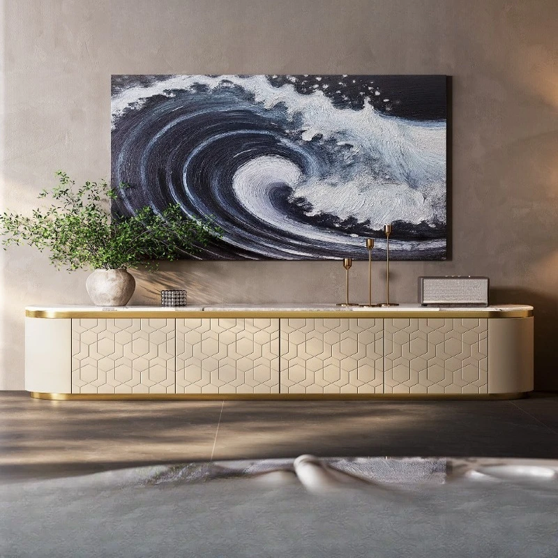 

Итальянский светлый роскошный ТВ-шкаф, большой роскошный особняк с плоским полом для гостиной, модный постмодернистский высококачественный мраморный журнальный столик