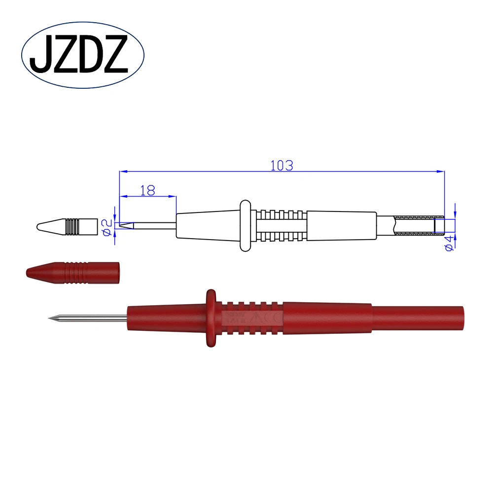 JZDZ-Pin de prueba de puntas de sonda de prueba, de 4mm conector eléctrico, enchufe banana hembra, aguja multímetro, J.30012, 2 uds.