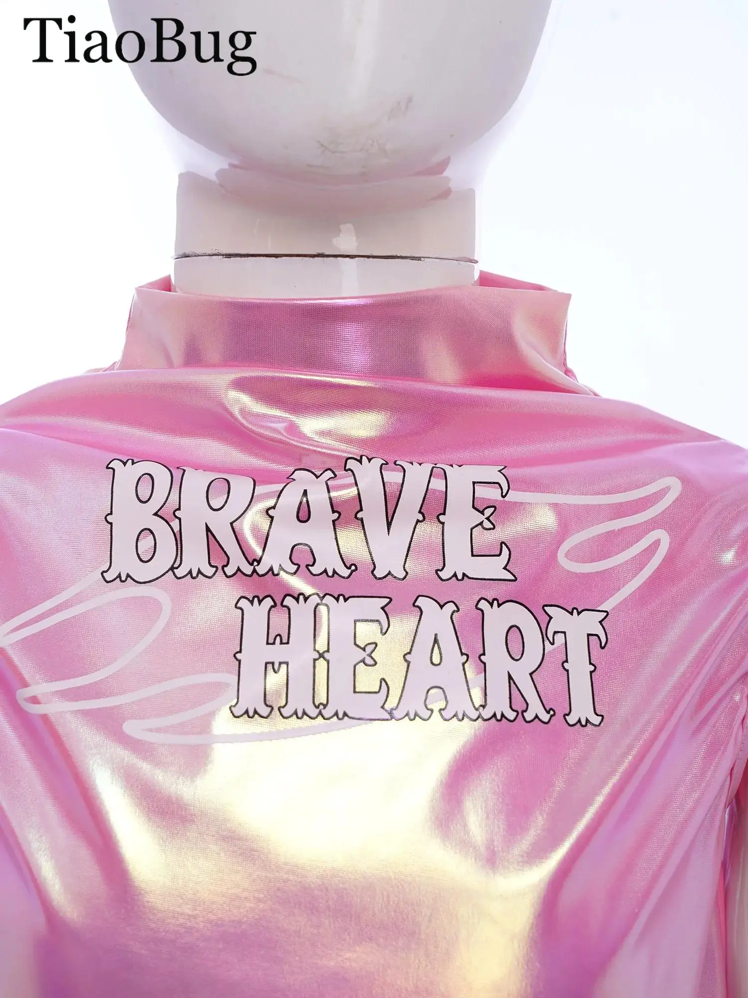 

Teen Girls Shiny Hip-Hop Jazz Dance Vest Crew Neck Sleeveless Metallic Crop Top Snakeskin/Letter Print Top Fashion Street