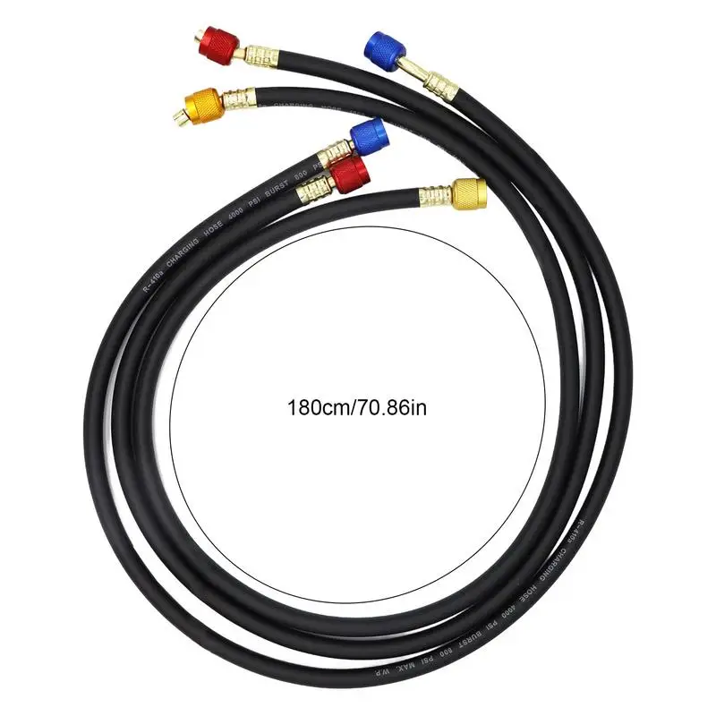 1M//1.5 M/1.8M R410A AC Charging Hose Set 1/4'' SAE 800 PSI for Air Condition Refrigerant Hoses R134A R12 R22 R502 Air Condition