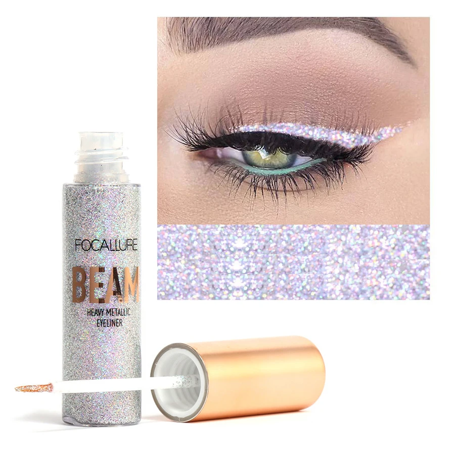 FOCALLURE 5 Colors Glitter Eyeliner Eyeshadow Easy to Wear Waterproof Liquid Metallic Makeup Glitter Eye Liner FA46