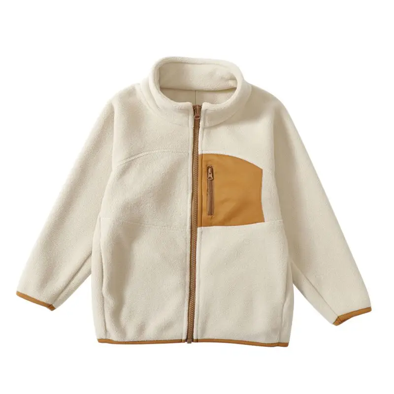 

Children's Zip-Up Fleece Jacket Breathable Windbreaker for Boys & Girls Outerwear Soft Warm Pullover with Pockets