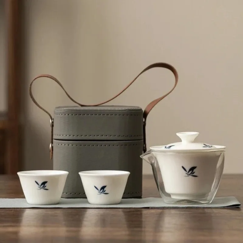 Portable Jade Tea Set Compact Travel Tea Ware Complete Brewing Kit With Teapot Cups Outdoor Camping Office Use Gift Souvenir