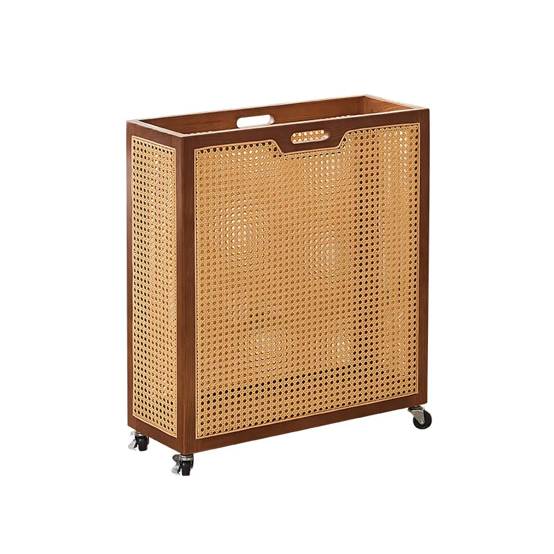 

Medieval solid wood rattan storage box badminton yoga mat fitness equipment storage basket movable