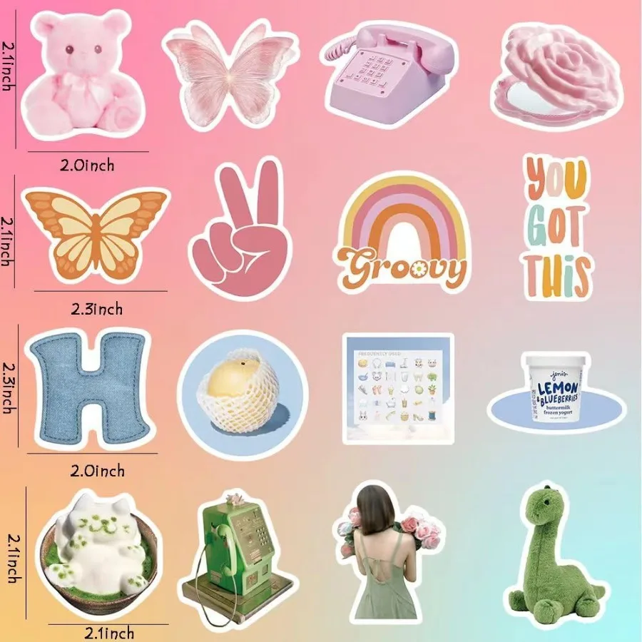 640 قطعة ملصقات جمالية لزجاجات المياه الفينيل مقاوم للماء محمول ملصق سكيت الكمبيوتر الهاتف الشارات للفتيات المراهقين Pe