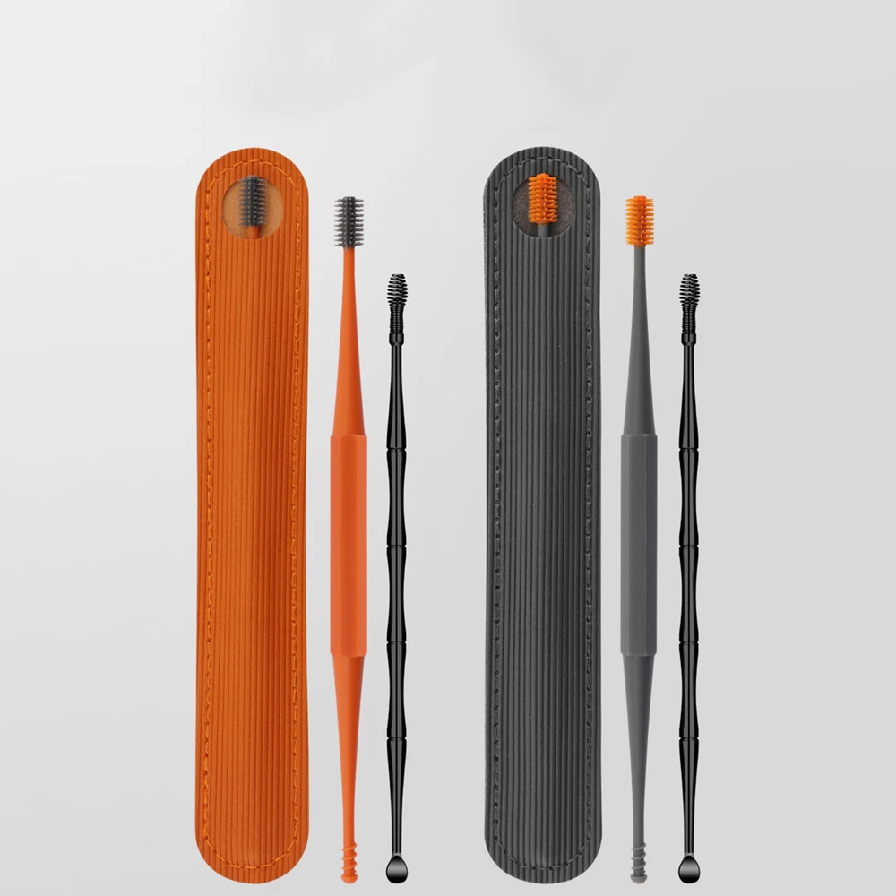 Portable Ear Wax Removal Tool Silicone Ear Care Tool Earwax Cleaner Sticks Double Head Earpick 360° Spiral Swab Ear Pick Spoon