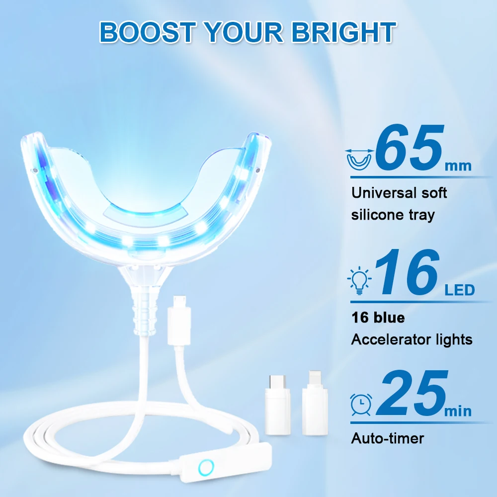 Kit de blanqueamiento Dental con luz LED, juego de carga USB, sistema de blanqueamiento Dental, peróxido de PAP, Gel bucal, blanqueador de dientes, Gel blanco