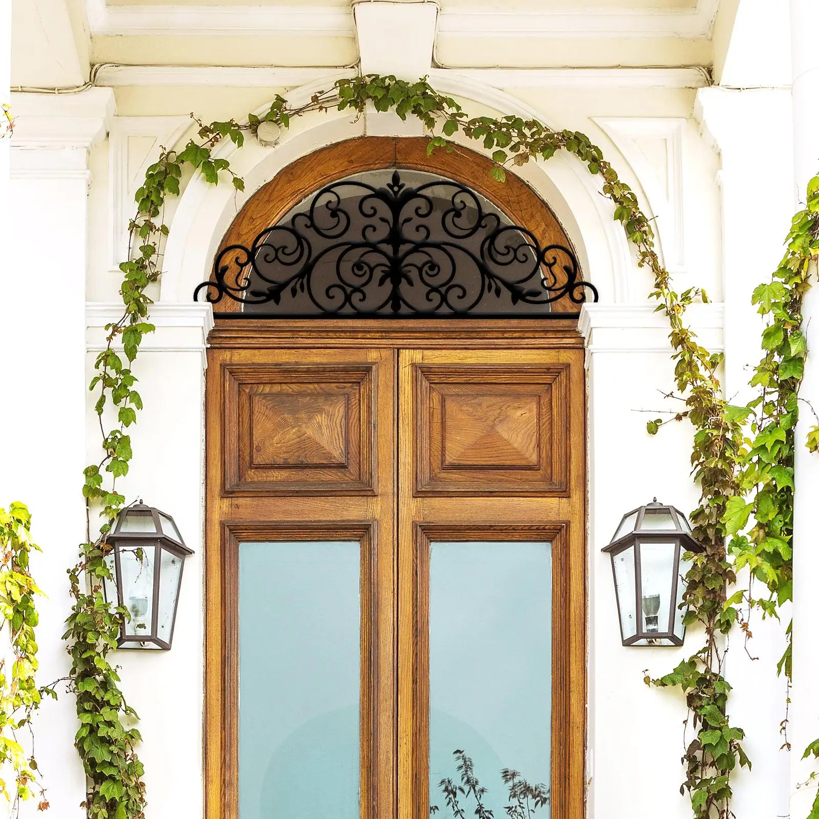 

Wall Art Decor Door Topper Ornament Decorative Plaque Symmetrical Black Door Frame Decor for Office Wall Hotel Bedroom Indoor