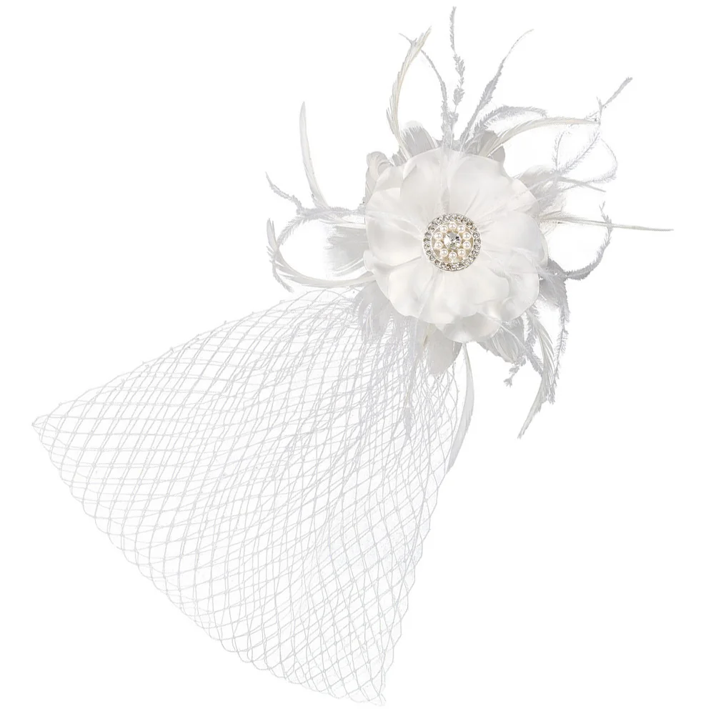 

Artificial Bride Mesh Hairpin Veil Women Hats Fine White Vintage Hat Tea Party Fascinator Banquet Prom Accessories