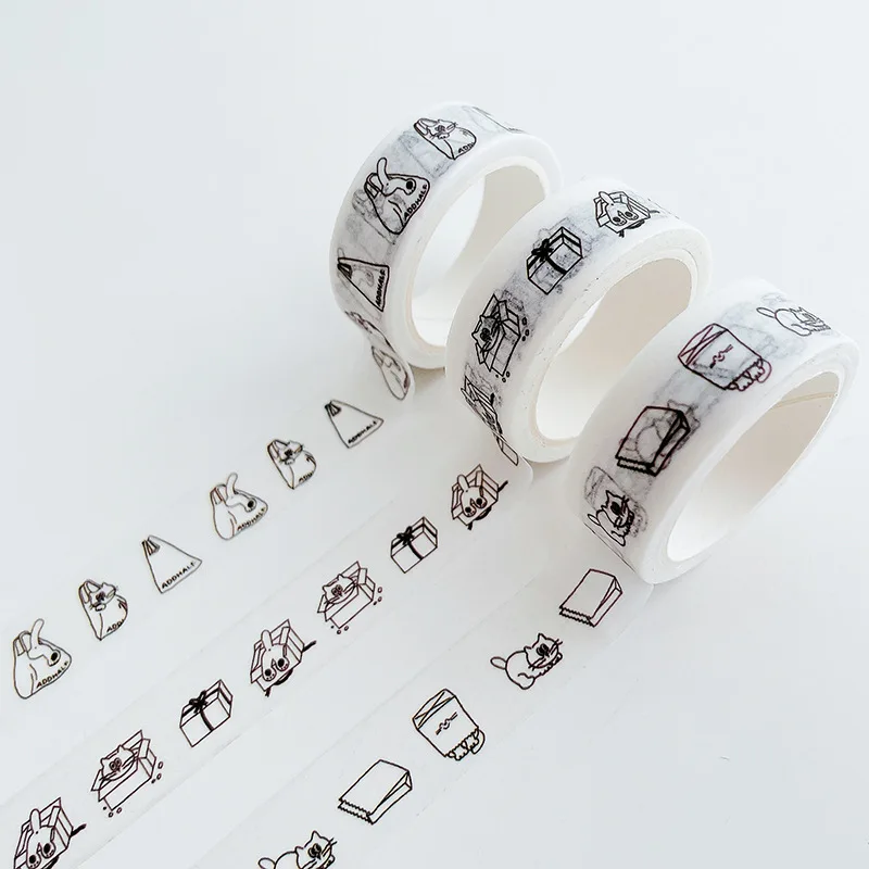 

5-метровая декоративная бумажная лента в корейском стиле с милыми французскими котиками, нарисованными вручную, для ежедневников и скрапбукинга