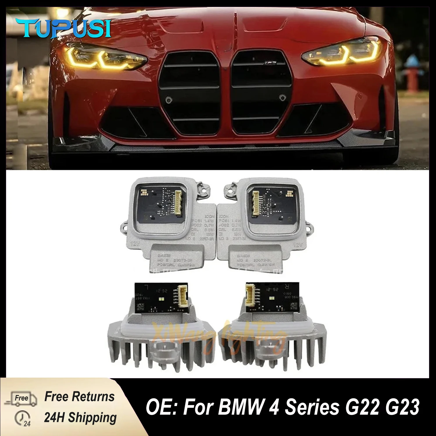 

Дневные ходовые огни желтого цвета для BMW серии 4 G22 G23 G26 M3 G80 M4 G82 G83 2021, набор светодиодных модулей DRL 9851047 9851048