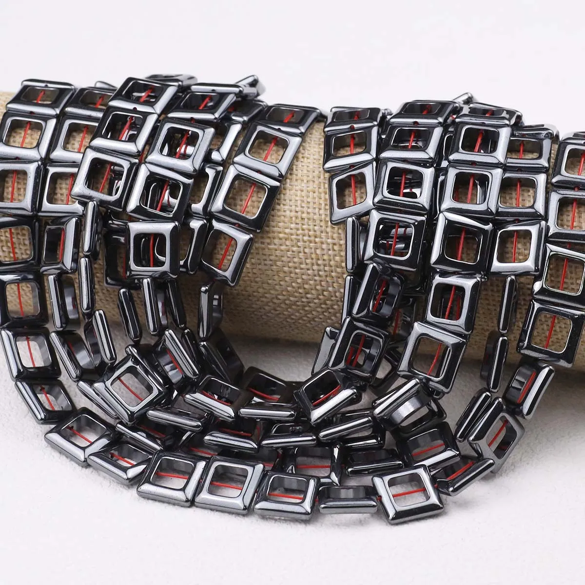 

Big Hole Square Beads Black Natural Hematite Stone Loose Spacers For Jewelry Bracelets Pendants Necklace Making Accessories 14MM