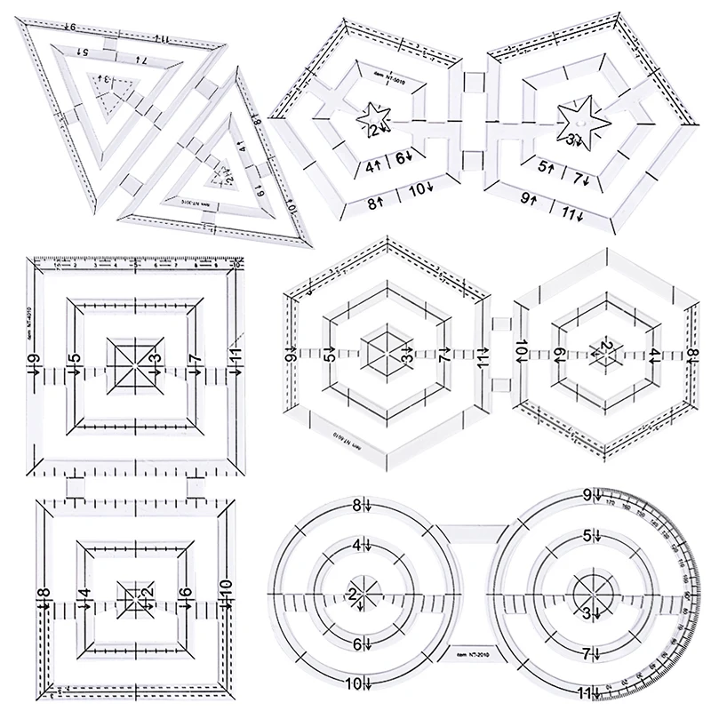 MIUSIE Acrylic Patchwork Ruler and Template Inches Quilting Tools and Accessories Patchwork Craft Tool for DIY Sewing Measure