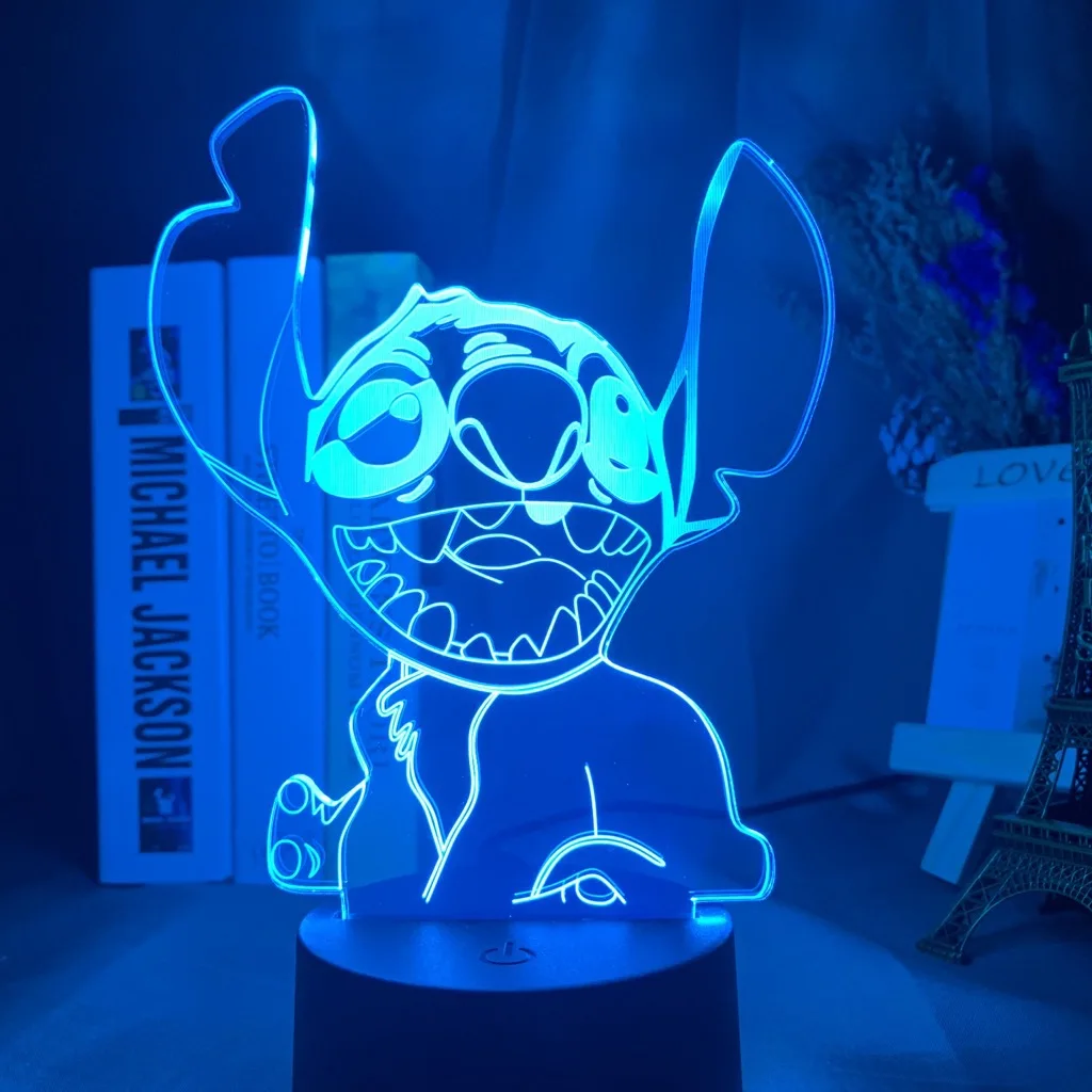 Stitch Anime Led Night Light Dropshipping Acrylic 3D Lamp Bedroom  Kids Gift Lilo & Stitch Birthday Gift