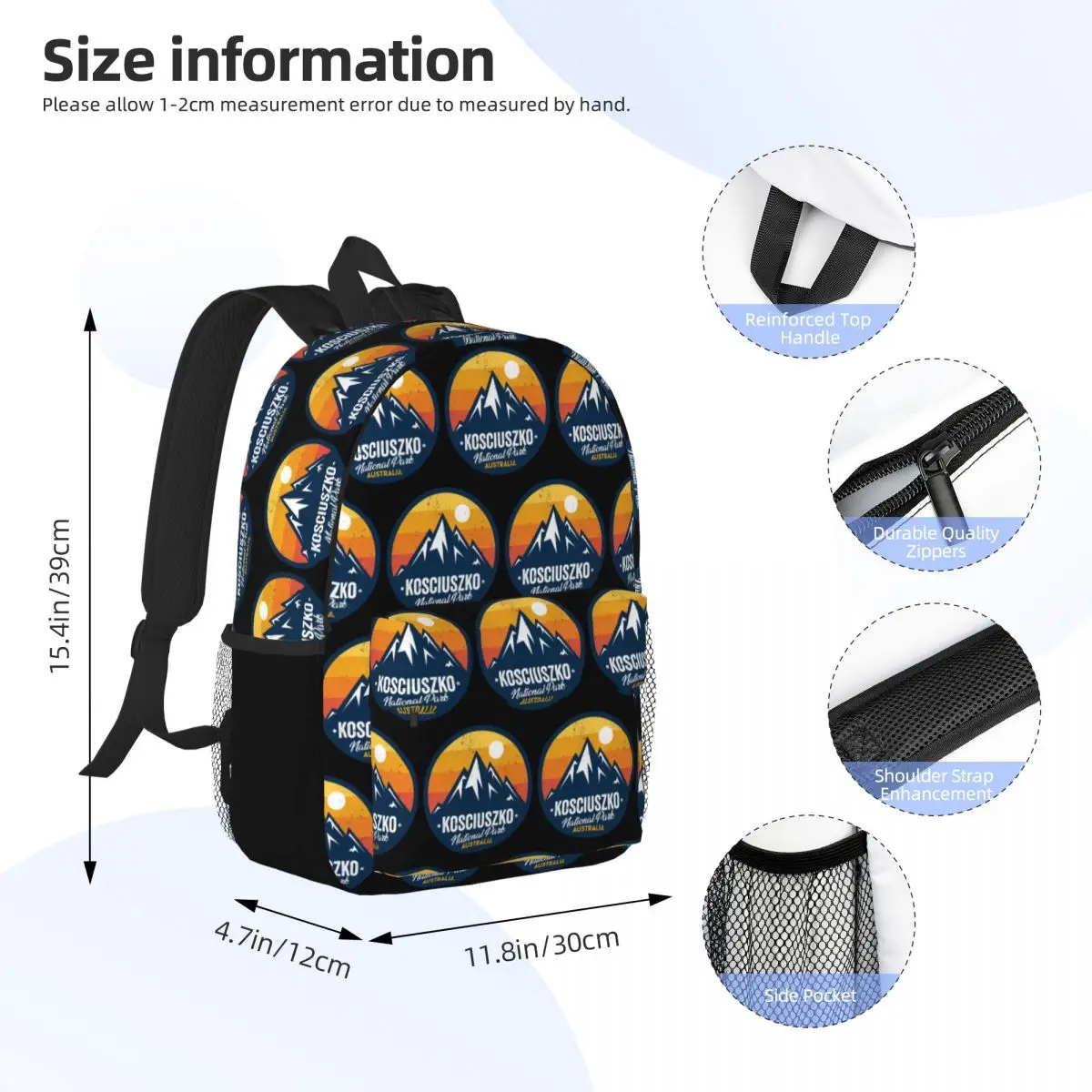 Mount Kosciuszko National Park New South Wales Australia Backpack Student BookBag Men Women School Bag Laptop Shoulder Bags