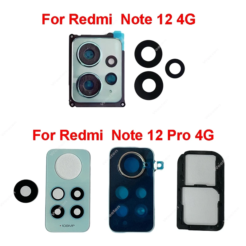 Back Main Camera Lens Glass For Xiaomi Redmi Note 12 4G Note 12 Pro 4G Rear Camera Glass Lens Cover Frame Holder Repair Parts