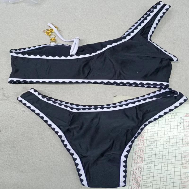 Wissen Traum Bikini zweiteiligen Badeanzug sexy Frauen Strand eine Schulter Anzug Bade bekleidung Sommer Strand Badeanzug hohe Taille Bade bekleidung