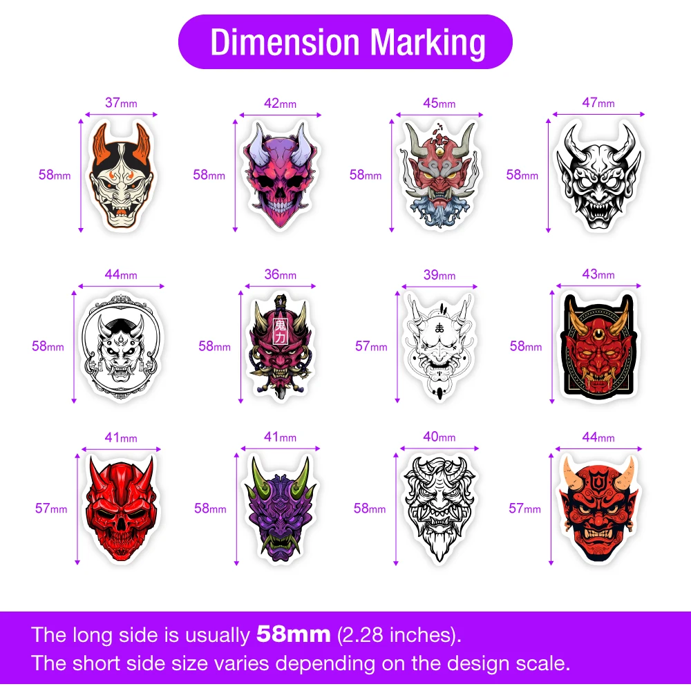 Cool Demon Mask Illustration Stickers DIY Toys Gift Decorative for Scrapbook Junk Journals Laptop Luggage Bottles Waterproof