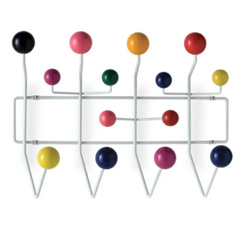 

Modern Fashion Design Wall Mounted Multi Color Colorful Candy Solid Wooden Balls Hang It All Coat Rack Hook Home Hangers 1PC