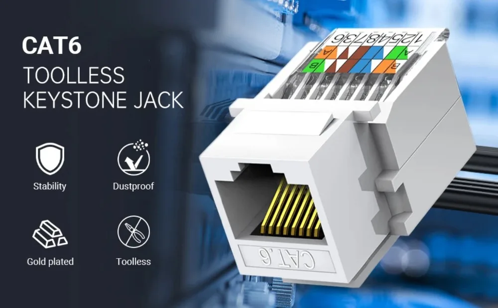 10 Stück RJ45 Netzwerkmodul CAT6 Kabel-Patchpanel Netzwerkbuchse Umfassende Verkabelung CAT6 Kristallkopf Netzwerkkabel-Patchpanel – Detail 1