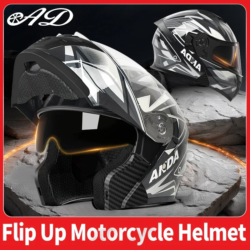 Motorcycle helmet men's and women's winter  full face helmet all season universal dual mirror flip up helmet capacete