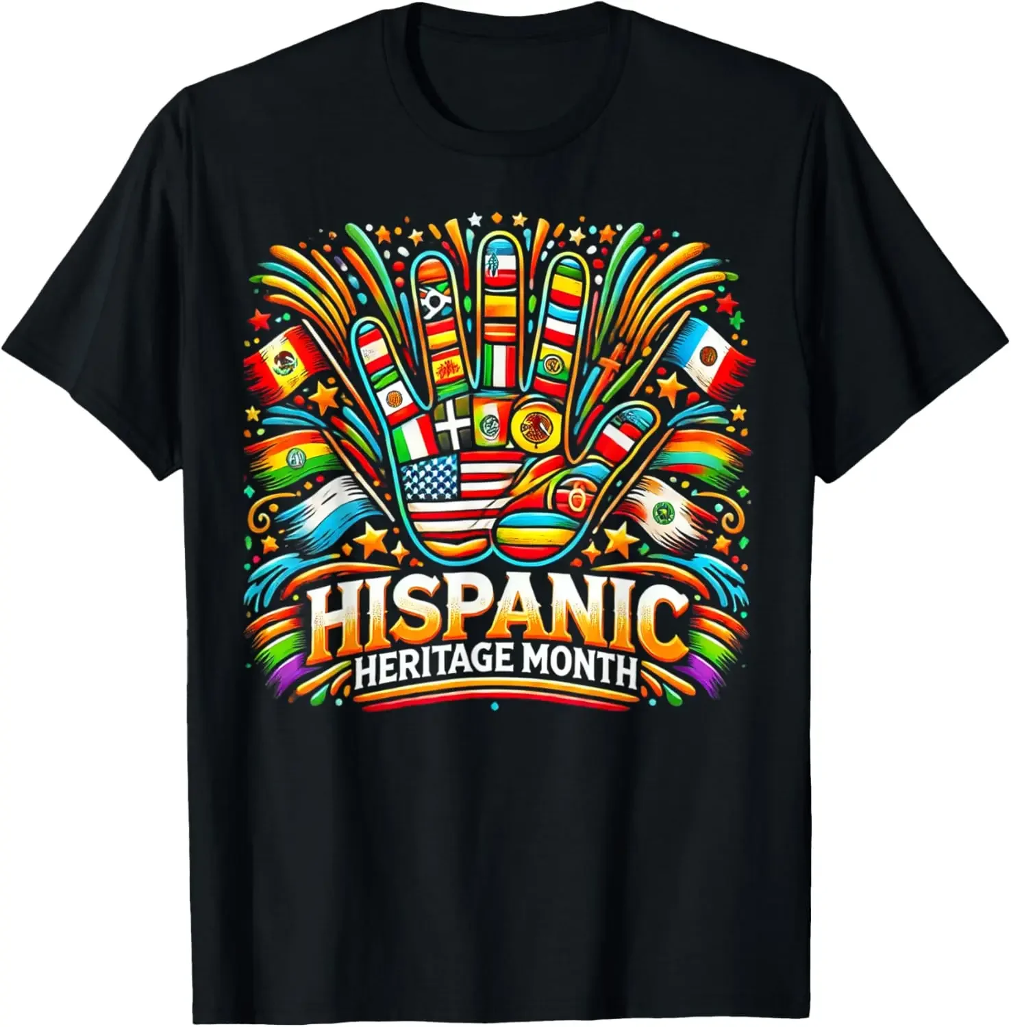 

Retro Hispanic Heritage Month All Countries Heart Hands T-Shirt
