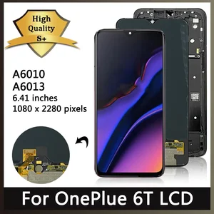 Bilashmart 6.41BackShell AMOLED OnePlus 6T LCD 1+6T Display Touch Screen Digitizer Assembly One Plus 6T A6010 A6013 Display Replacement