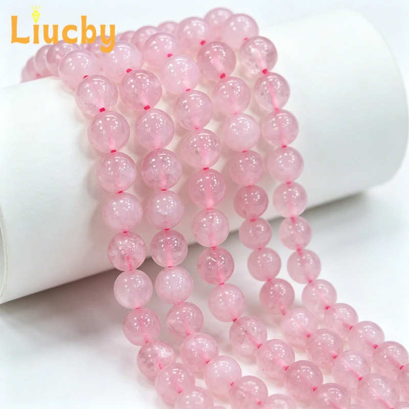 Natural Dyed Rose Quartz Round Beads Hot Pink Loose Gemstone Beads for Jewelry DIY Bracelet Necklace 6mm 8mm 10mm 15inch Strands