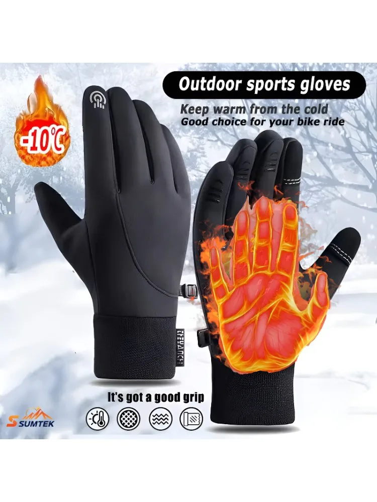 AliExpress NONE Winter Gloves for Men Women - Waterproof Thermal Glove for Cold Weather,for Running Cycling with Touchscreen Finger