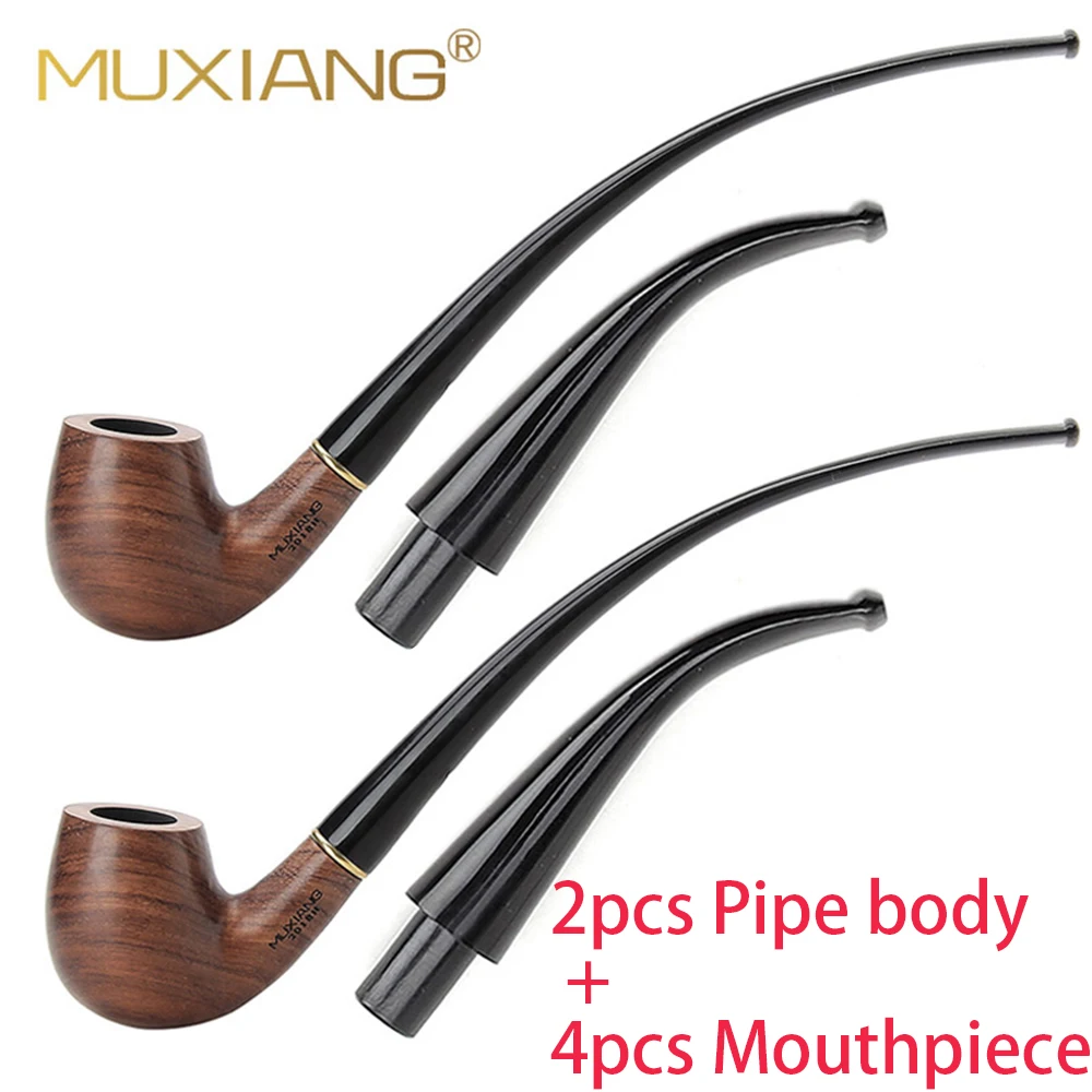 1/2PCS PIPE SET 2 in 1 Wooden Rosewood Smoking Pipe Tobacco Tube Pipe Wood With 9mm Filter 10 Smoking Tool Pipe Set Gift For Men