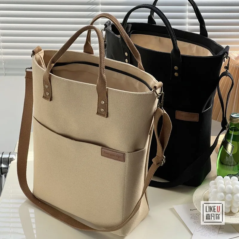 

Fashionable and Casual Commuting Thick Canvas Tote Bag for Women, Single Shoulder Carrying Crossbody Bag