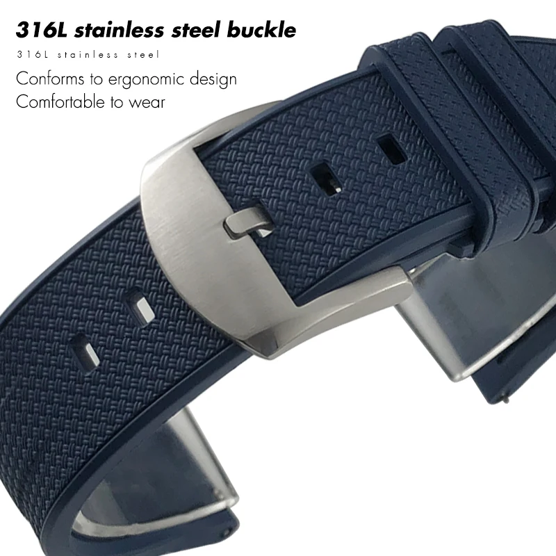 Quick Release High Quality Soft Fluororubber Watch strap for Breitling Avenger Navitimer 21mm 22mm Waterproof Sports Watchband view 3