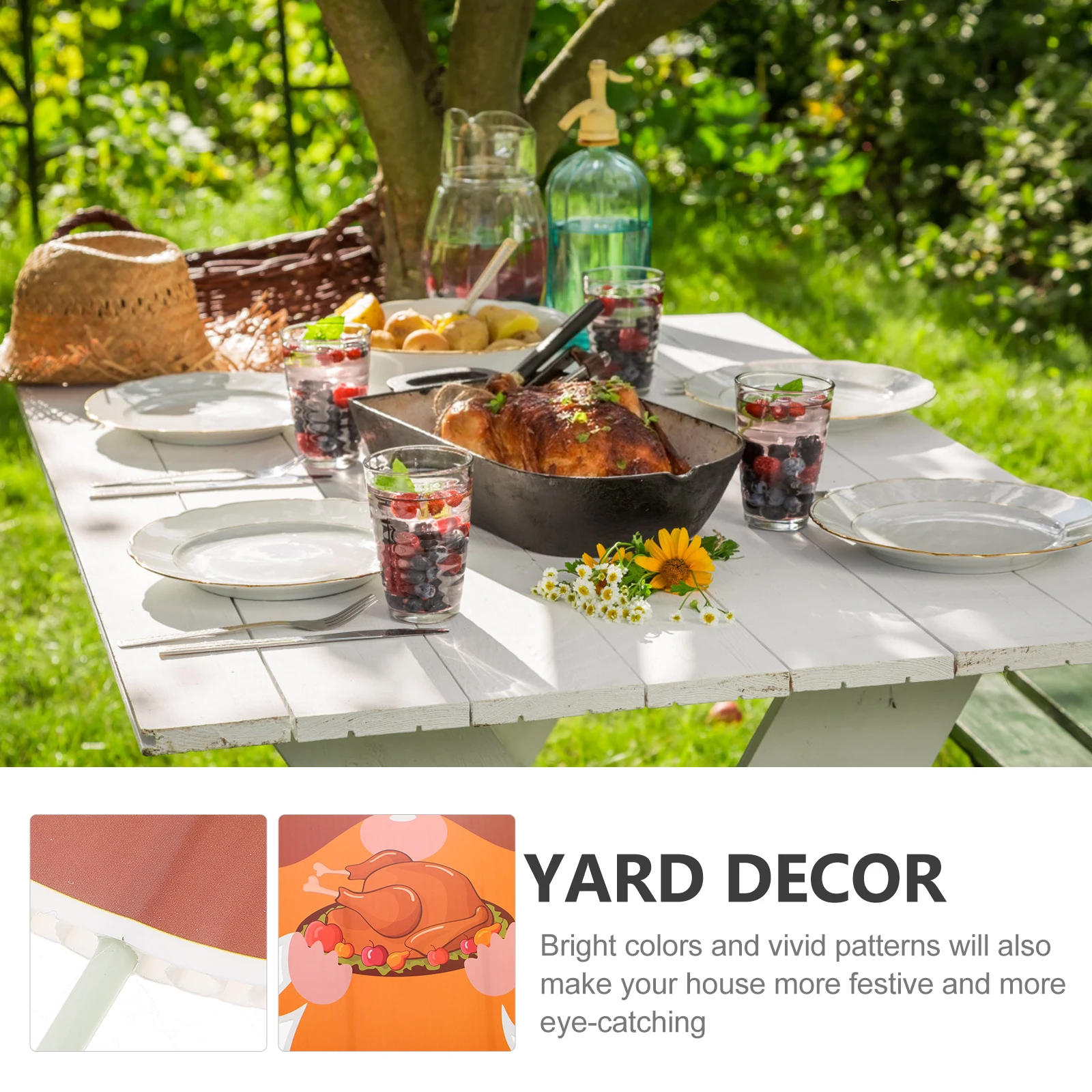 

Garden Lawn Sign Thanksgiving Decoration Outdoor Yard Decor Stakes Bright Color Vivid Pattern Festival Party Adornment Lovely