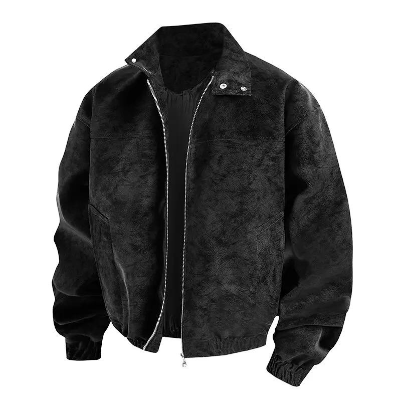 

Autumn and Spring Fashion Trend American Vintage PU Leather Jacket Men's Casual Loose Sports Plus Size High Quality Outerwear