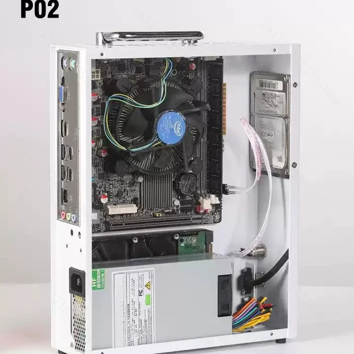 P02 P03 P04 White Portable Desktop Chassis, ITX MATX Small PC Case with Handle, FLEX PSU Support Long Graphics Card