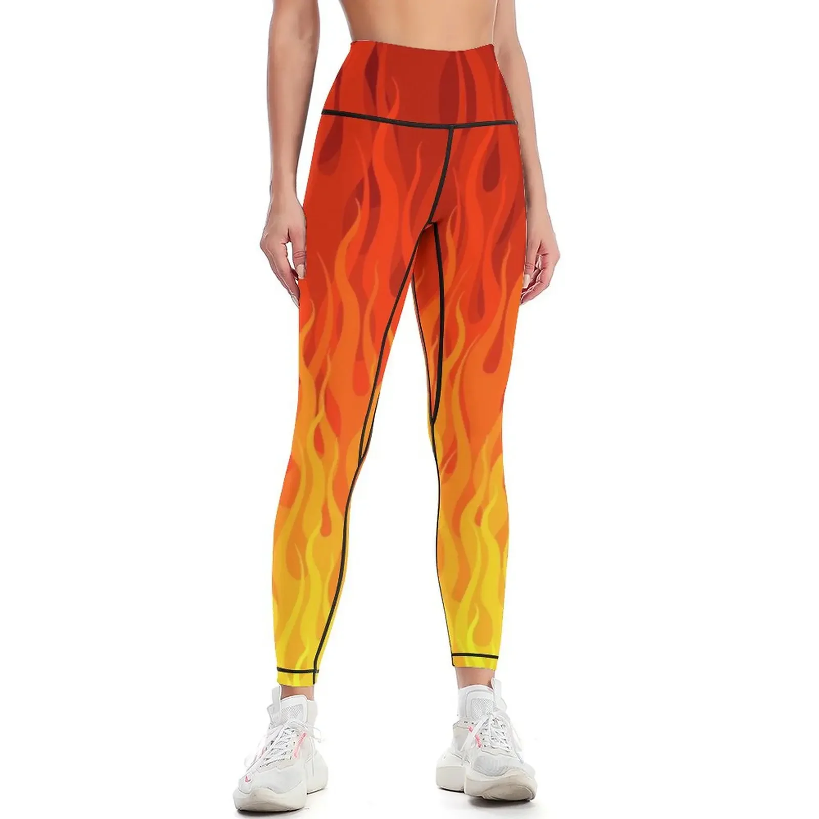 

Red Orange Yellow Burning Flames and Fire Leggings sportswear for gym Jogger pants sports tennis for legging gym Womens Leggings