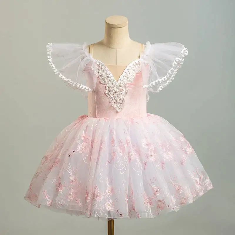 Pink Professional Ballet Dress For Girls Kids Romantic Tutu Performance Clothing Ballerina Dress Contemporary Dance Costumes