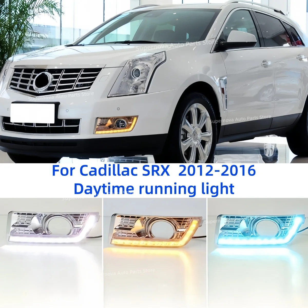 For Cadillac SRX 2012-2016 LED Specialized Daytime running light Flowing Lamp Turn signal Modification Front fog lamp Auto parts