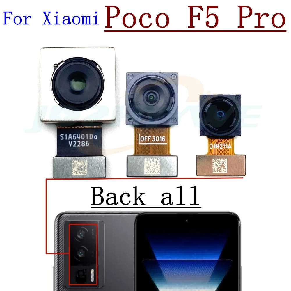 Rear Front Camera For Xiaomi Poco F5 Pro F5Pro Frontal Selfie Facing Main Back Wide Camera Module Flex Cable Parts