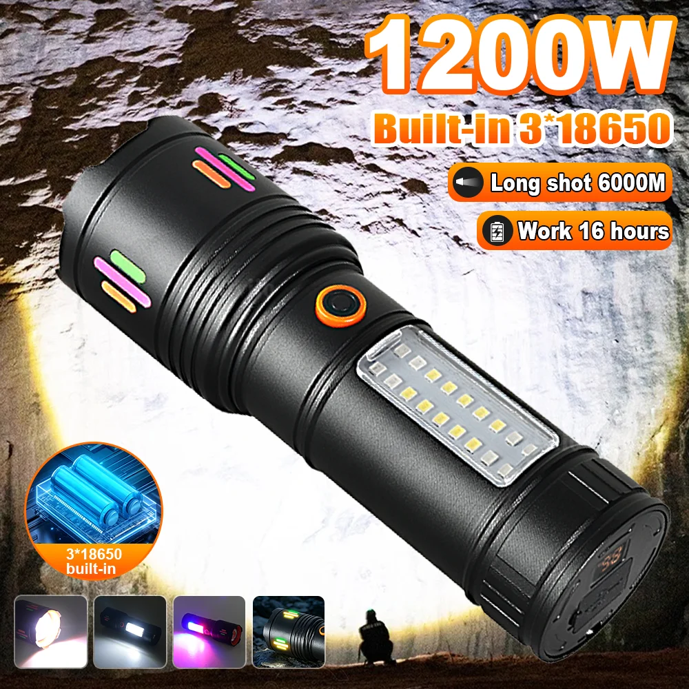 Ultra Bright Portable Flashlights High Lumen Long Range Flashlamp Rechargeable Lantern Camping Emergency Fishing Tactical Torch