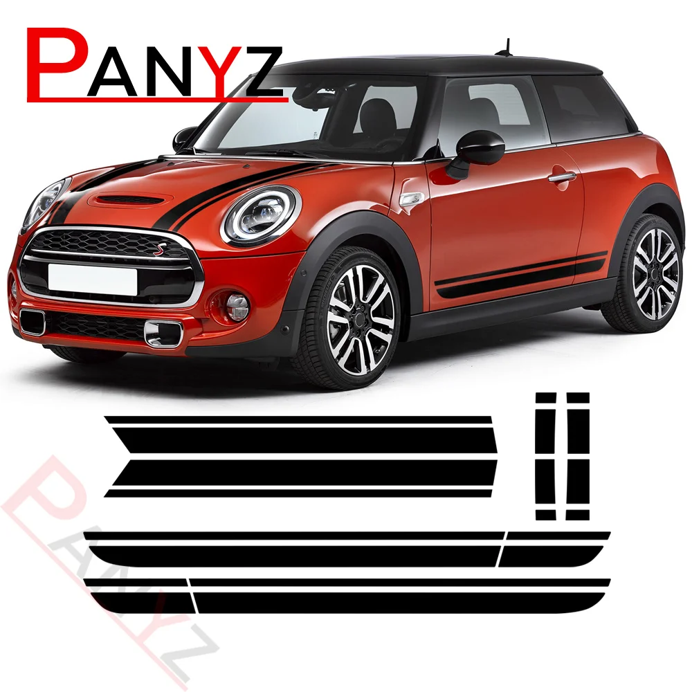 

Car Styling Hood Bonnet Stripes Racing Side Skirt Decal Trunk Sticker for Mini Cooper F56 2014-2018 3-Door Hatch Accessories