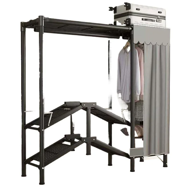 Modular Foldable Clothing Cabinet - Adjustable Steel Frame with Oxford Cloth Dust Cover