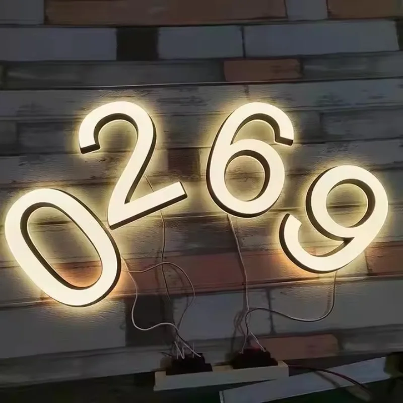 

Custom LED House Number for Home Apartment Hotel Door Plates 3D Illuminated Address Number Signs Outdoor Waterproof Door Plate