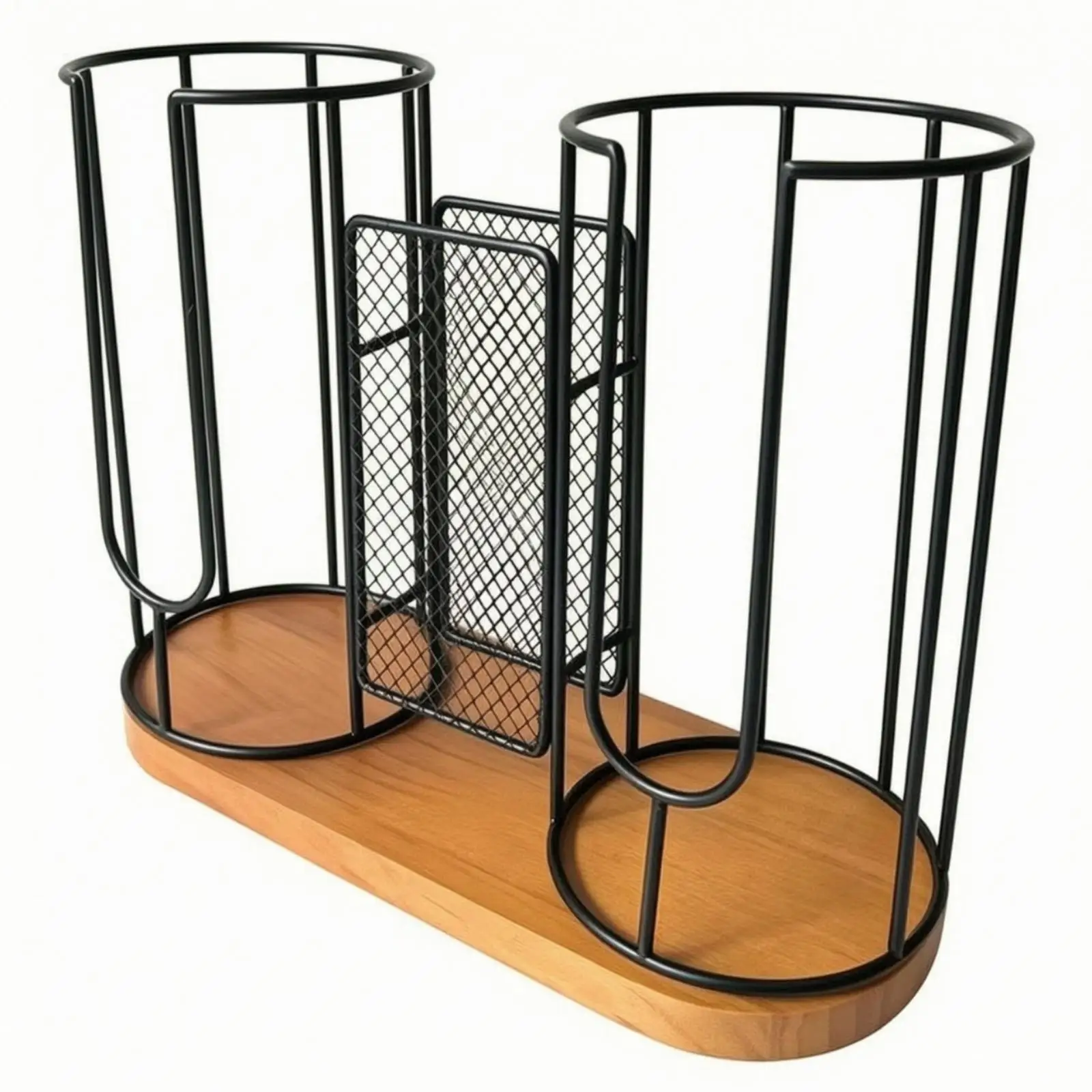 Countertop Paper Cup Holder Industrial Rack for Coffee Maker Shelf Kitchen Cup Storage Organizer with Iron Wood Design