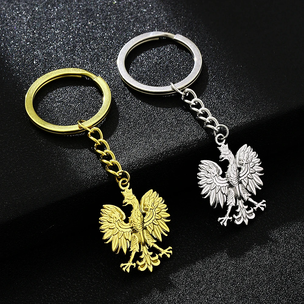 Stainless Steel Poland Eagle National Emblem Pendant Keychain Patriotic Ethnic Style Jewelry Accessory Unisex Gift 2025 Trendy