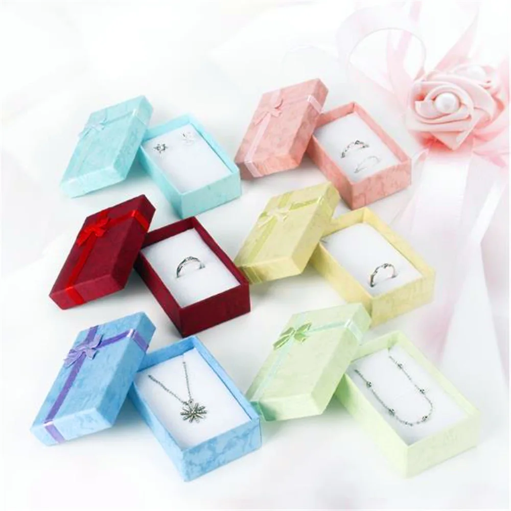 Fashion Ribbon Jewellery Gift Box Pendant Case For Ring Earring Necklace Watch Box Multi Colors Jewellery Organizer Diaplay Case